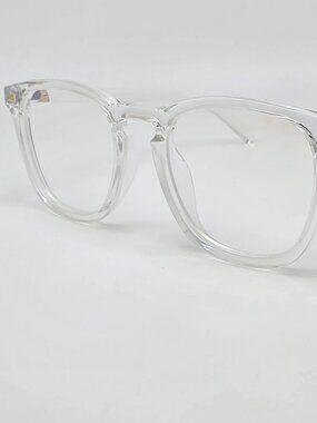 Le Specs No Biggie Crystal Clear Gold Frame Clear Lens Blue Light Glasses 49mm